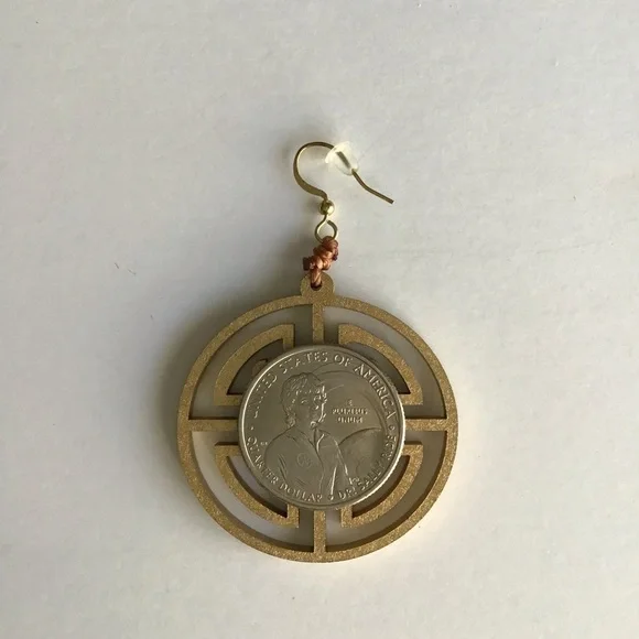 TAGUA Nut Medallion Earrings Asian-Style Matte Gold Open Work Lightweight NEW - Picture 10 of 15